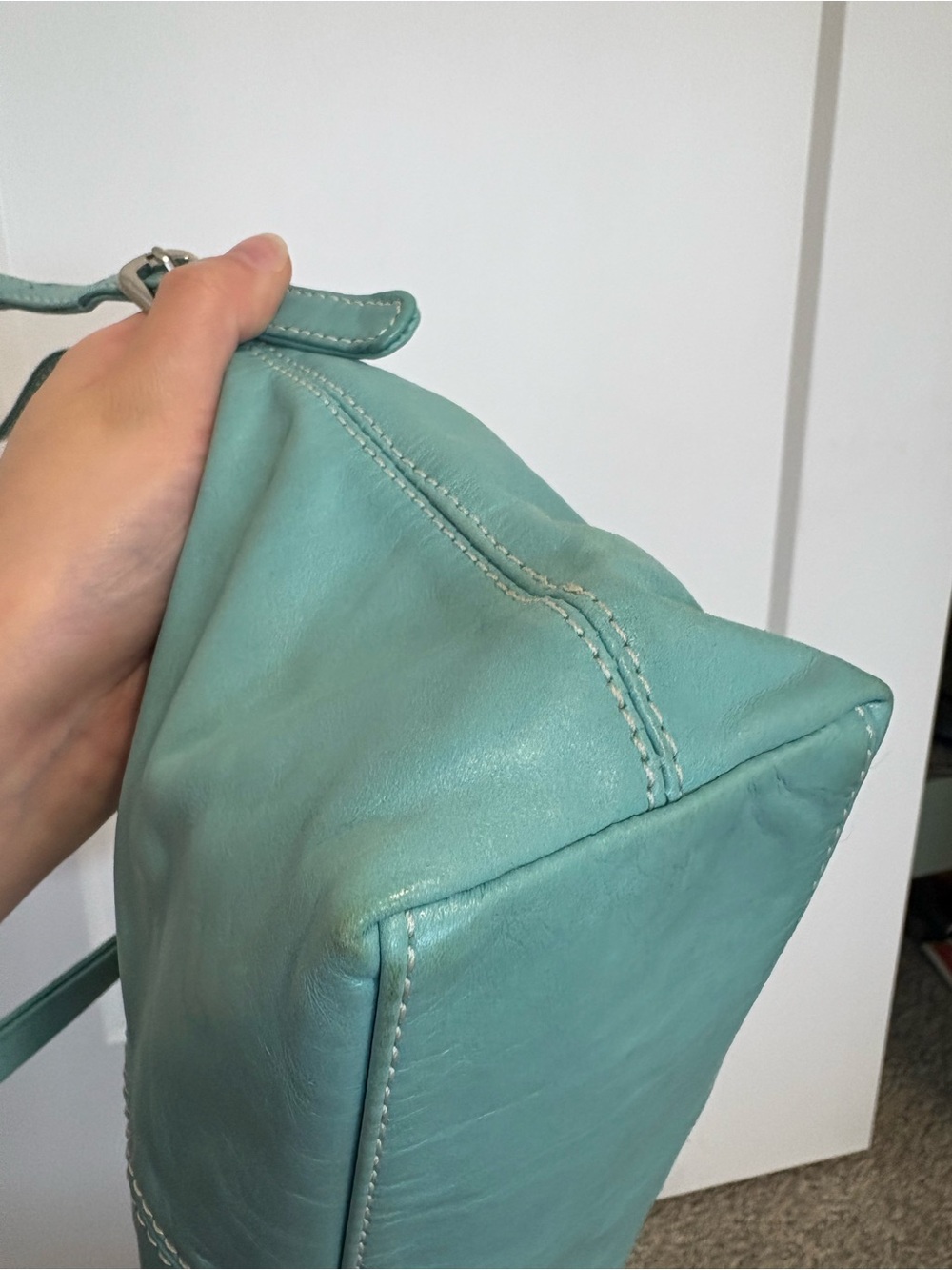 Y2K Danier Turquoise Leather Shoulder Bag - Picture 7 of 16